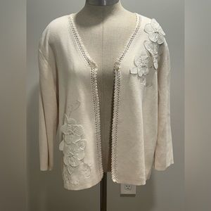 Cream Liz Claiborne Knit Cardigan Sweater Excellent Condition!  Size Large
